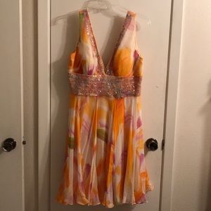Orange floral print dress
